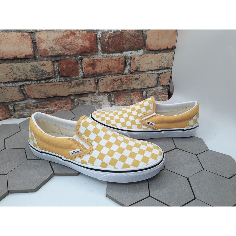 Vans Classic Slip-On Checkerboard Color Theory Golden Yellow Men Sz 10 /11.5W